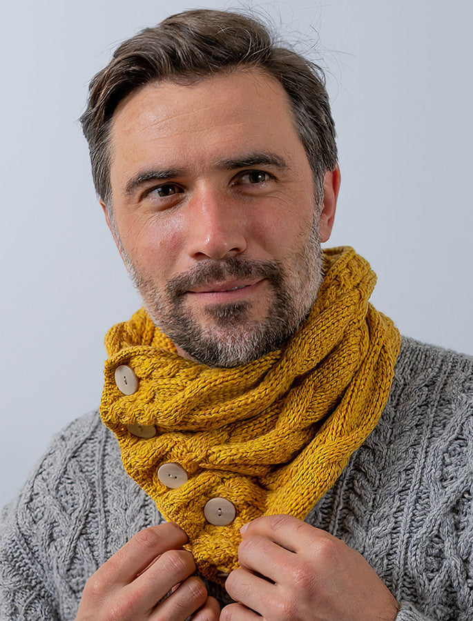 Men's Aran Merino Buff - Yellow #color_yellow