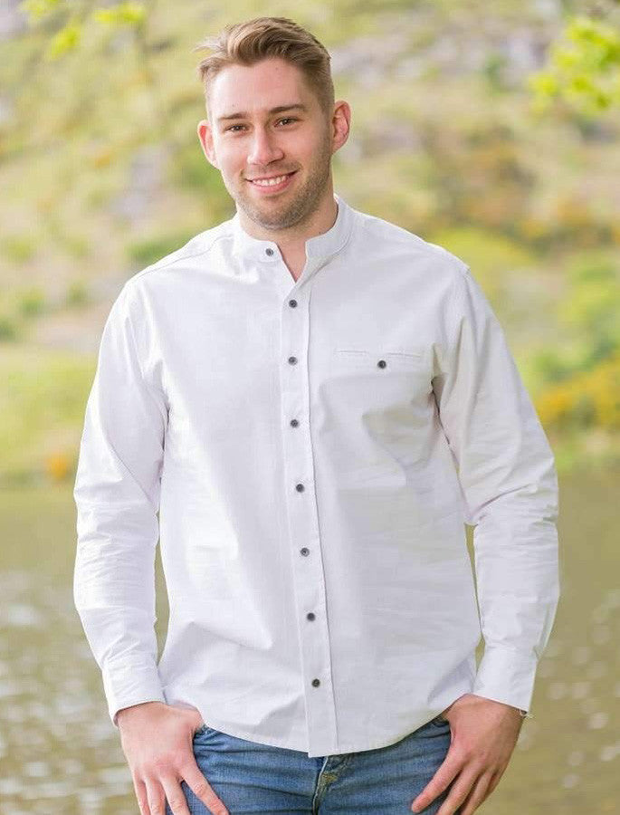 Men's Comfort Cotton Grandfather Shirt - Optic White #color_optic-white
