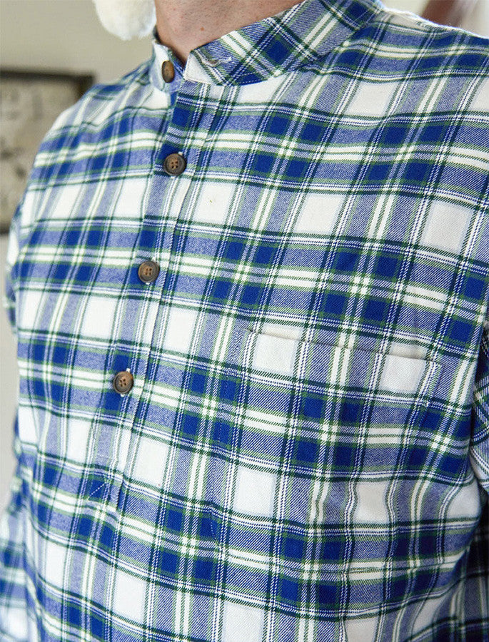 Men's Cotton Flannel Nightshirt - Douglas Blue Tartan #color_douglas-blue-tartan