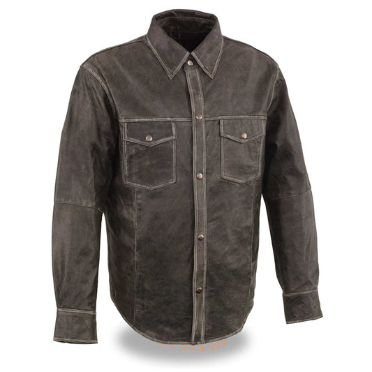 Men's Lightweight Leather Shirt: Brand : Milwaukee Leather 
Group : SHIRTS  
Status : REGULAR 
Classification : MEN LEATHER S
