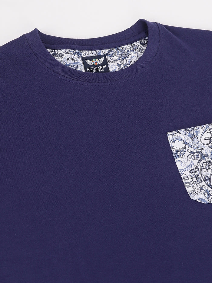 Men's Navy Blue Floral Detailed T-Shirt