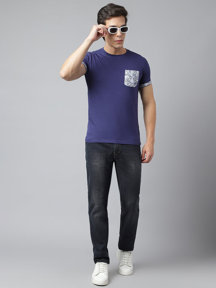Men's Navy Blue Floral Detailed T-Shirt