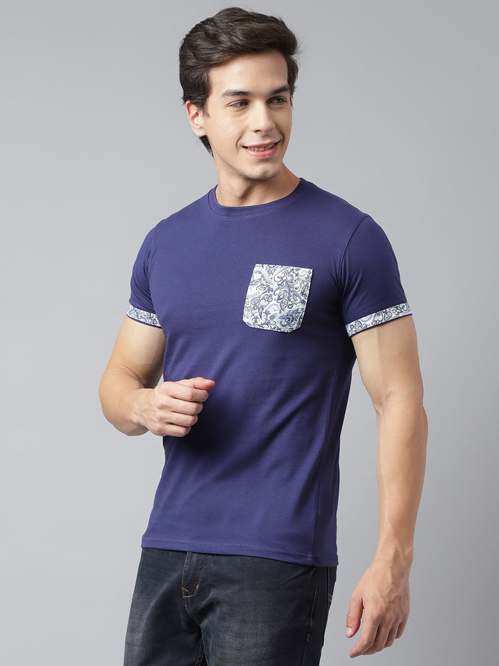 Men's Navy Blue Floral Detailed T-Shirt