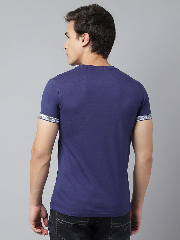 Men's Navy Blue Floral Detailed T-Shirt