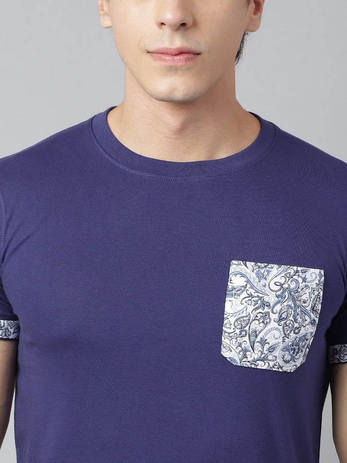 Men's Navy Blue Floral Detailed T-Shirt