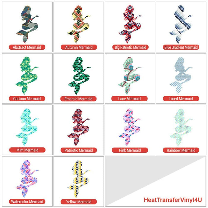 Mermaid Silhouette Theme PAC Adhesive Vinyl - 14 patterns (8")