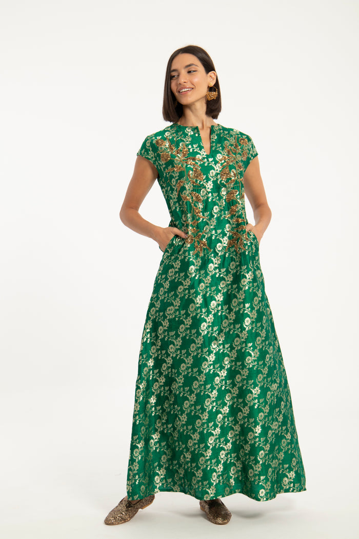 Mia Silk Green Dress
