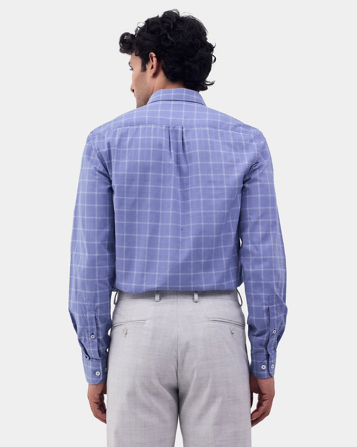 Mid Blue Check Shirt - Linster