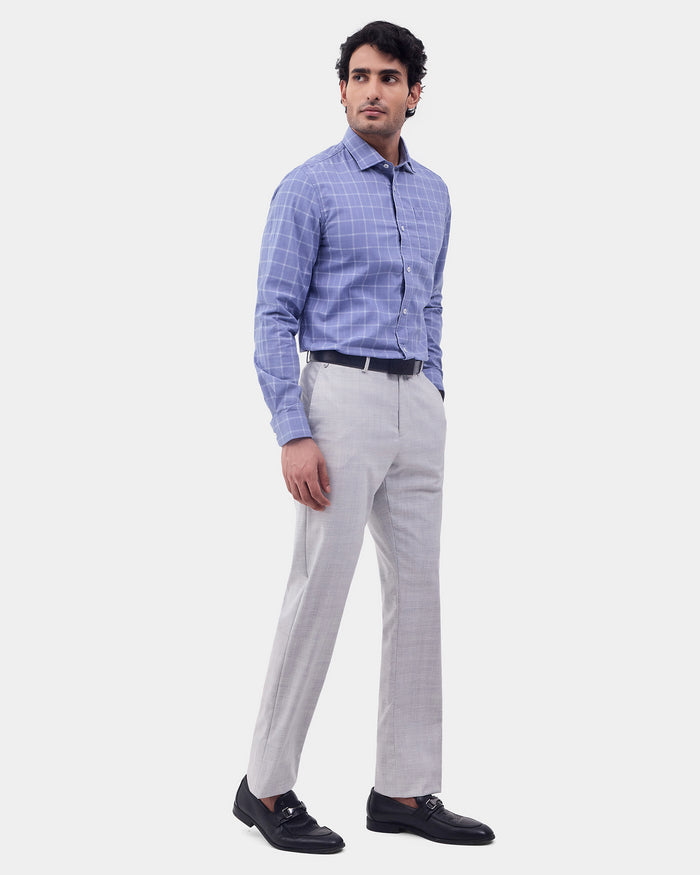 Mid Blue Check Shirt - Linster