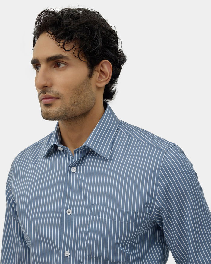 Mid Blue Stripe Shirt - Soccer