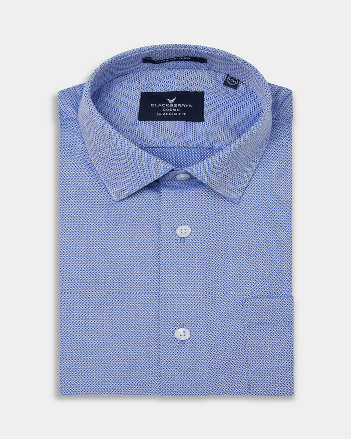 Mid Blue Textured Shirt - Maky
