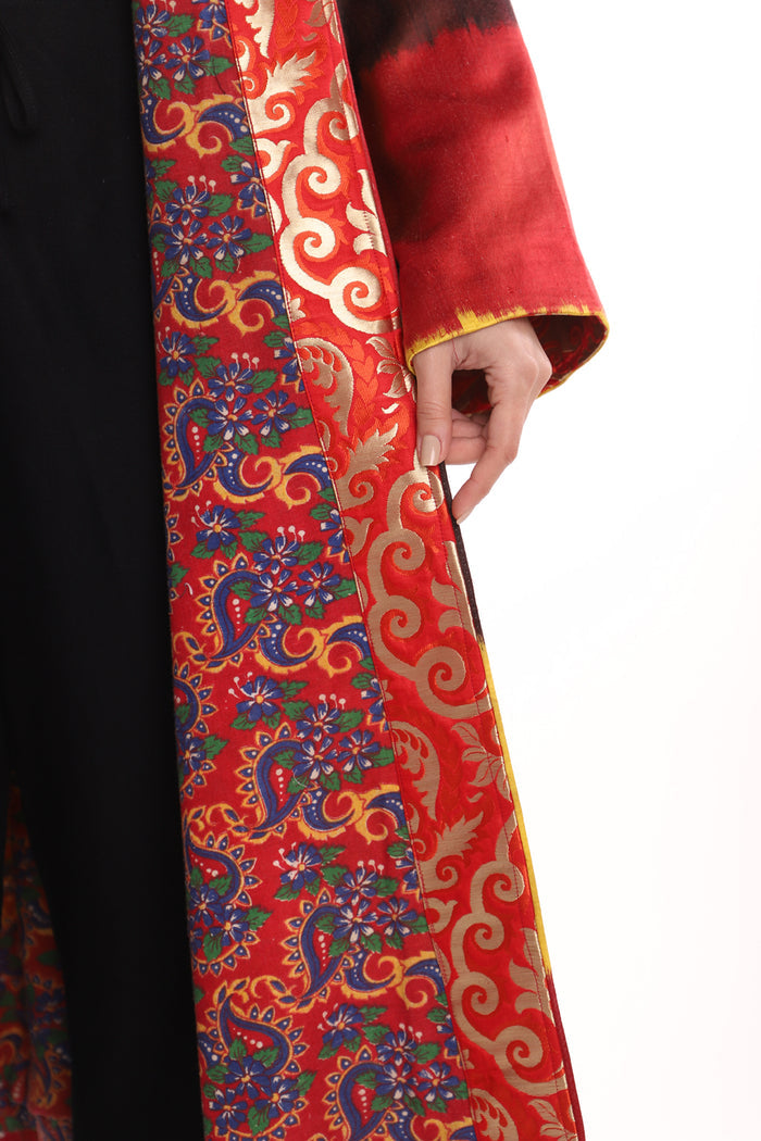 Mina Silk Ikat Red & Yellow Coat