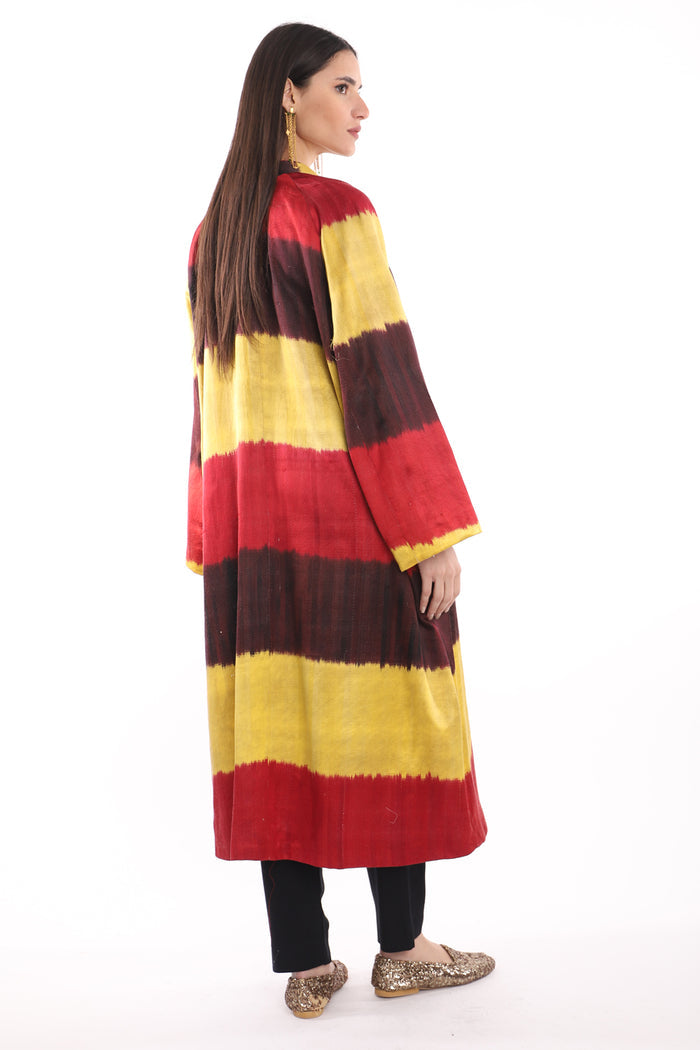 Mina Silk Ikat Red & Yellow Coat