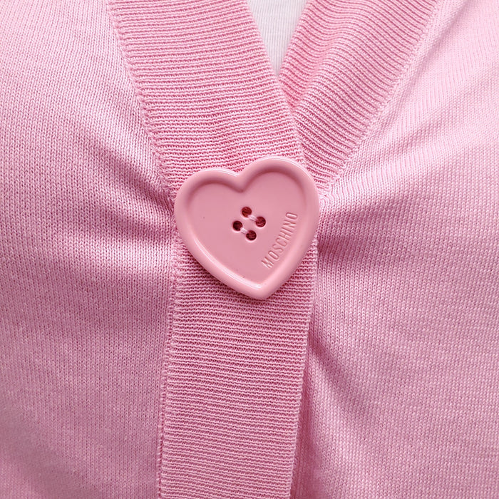 MOSCHINO COUTURE PINK OVERSIZED CARDIGAN WITH HEARTS - SIZE 2