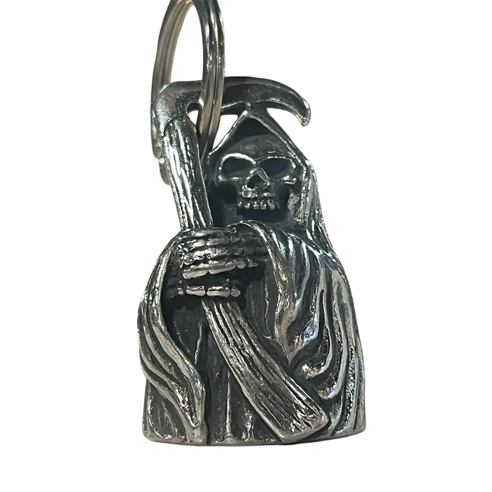 Grim Reaper motorcycle guardian bell with detailed reaper design holding a scythe.
