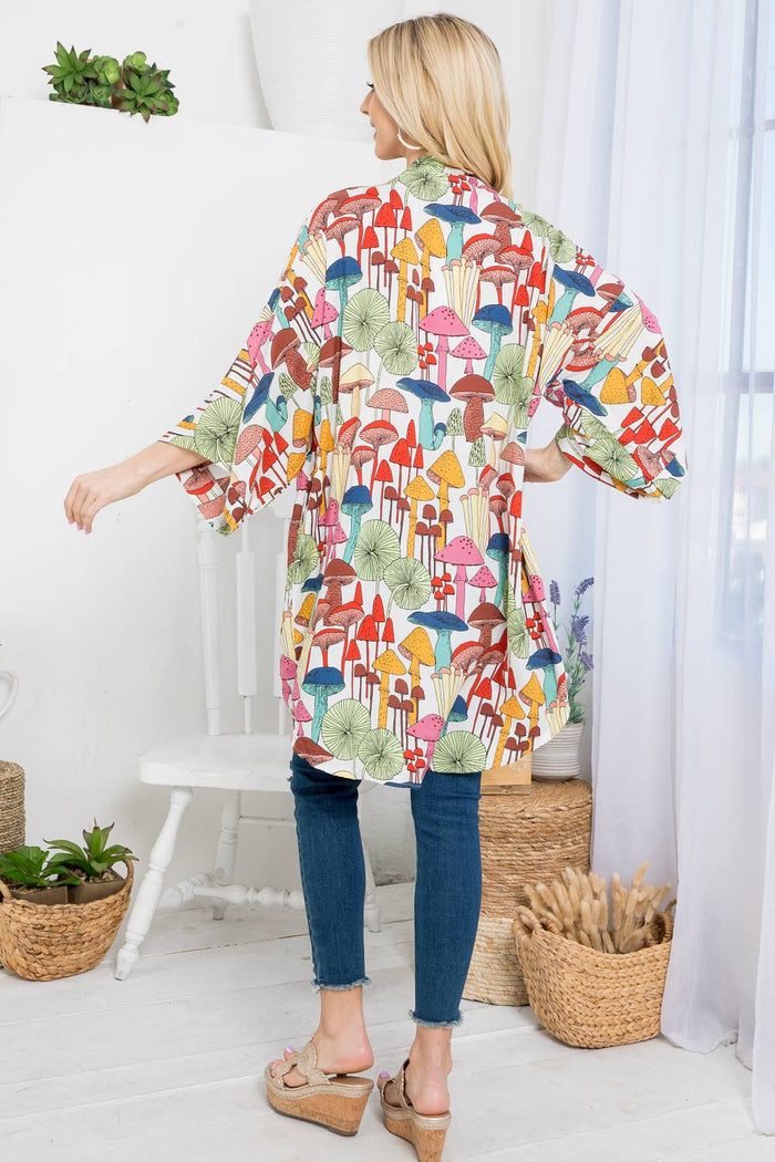 Mushrooms Kimono Ivory Multi
