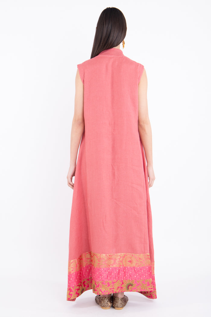 Nahar Linen Pink Sleeveless Dress