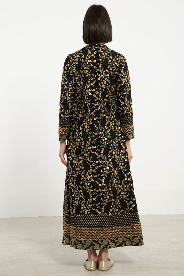Nahar Silk Embroidered Black & Gold Dress