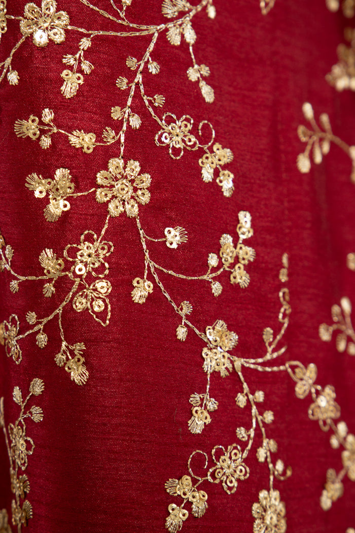 Nahar Silk Embroidered Burgundy & Gold Dress