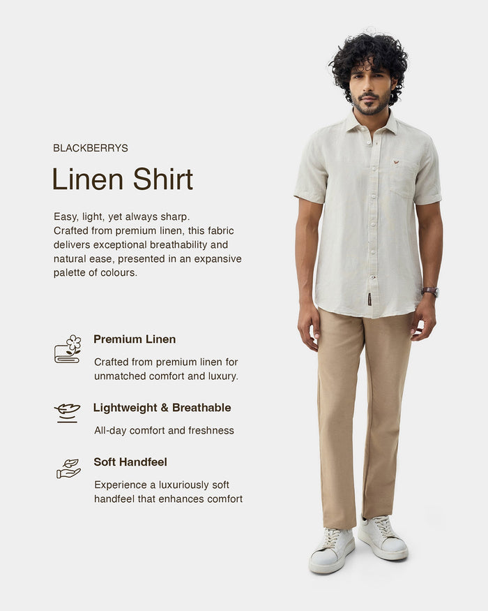 Natural Half Sleeve Linen Solid Shirt - Cleo
