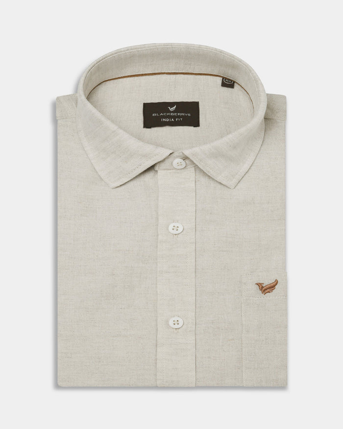 Natural Half Sleeve Linen Solid Shirt - Cleo