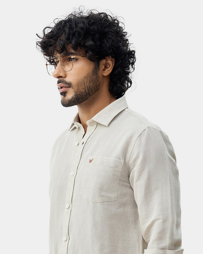 Natural Linen Solid Shirt - Cleo