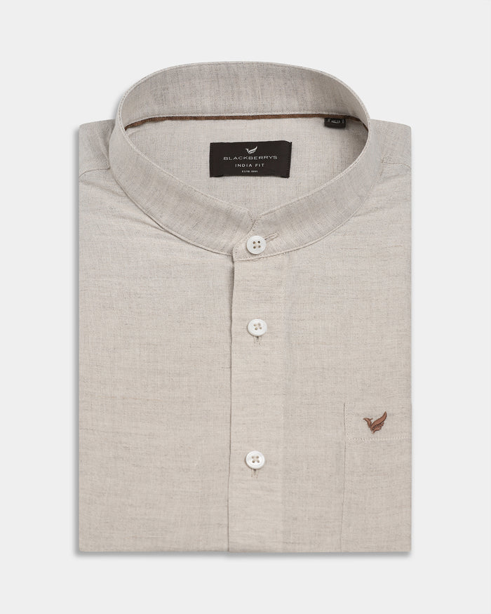 Natural Linen Solid Shirt - Cleo