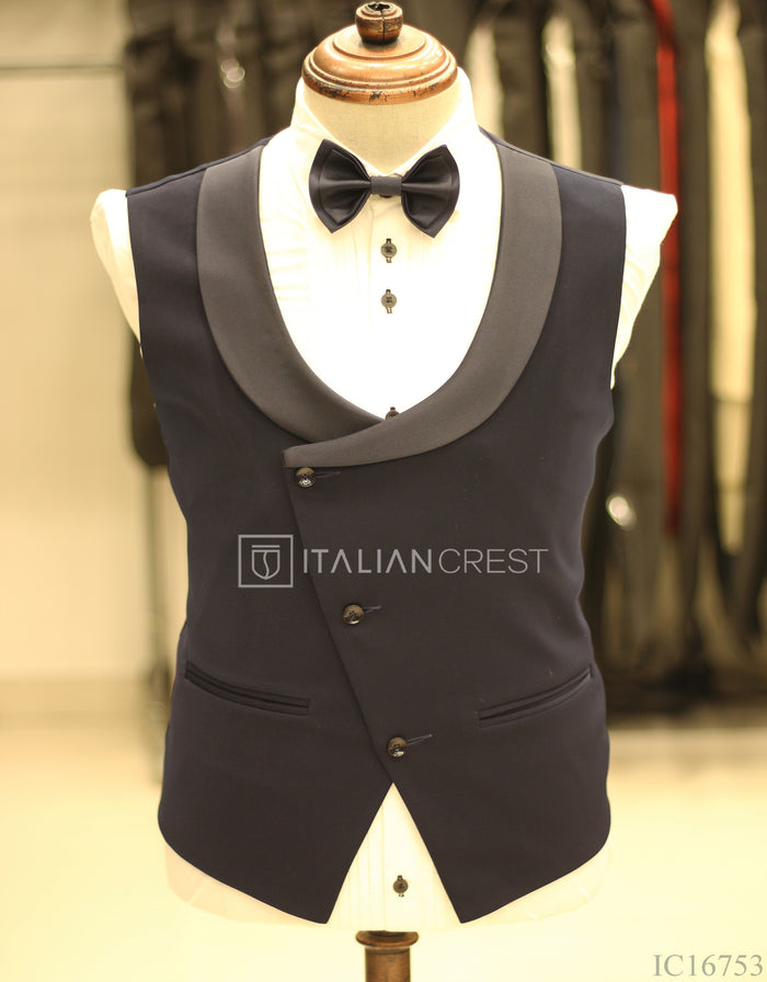 Navy Blue 3-Piece Tuxedo Suit