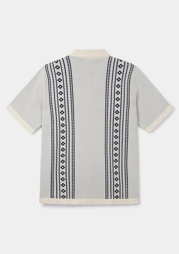 Navy Flower Jacquard Polo, Polo Shirt - SIRPLUS