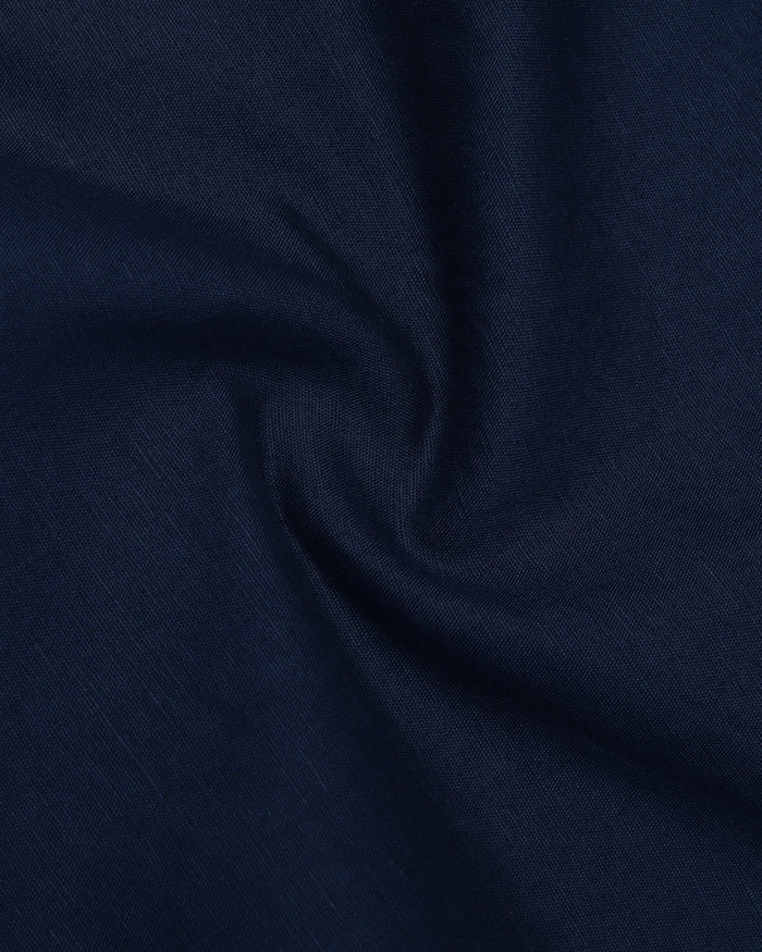 Navy Linen Solid Shirt - Cleo