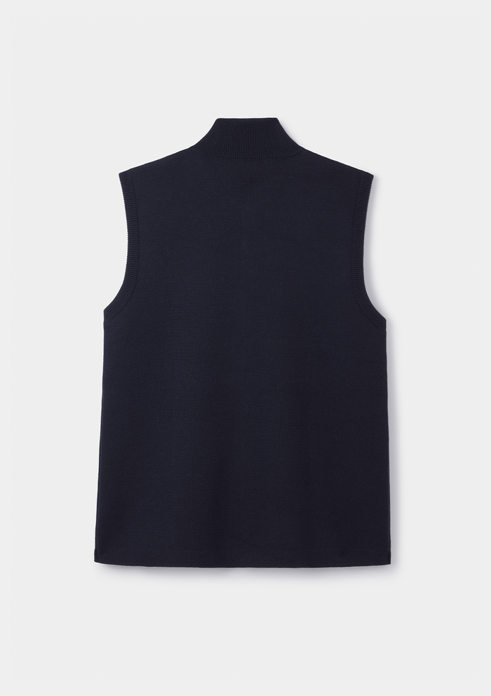 Navy Merino Knit Gilet, Gilet - SIRPLUS