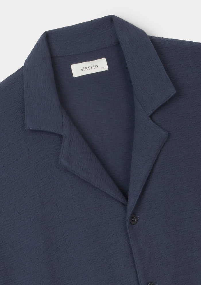 Navy Purl Jersey Cuban Shirt, Polo Shirt - SIRPLUS
