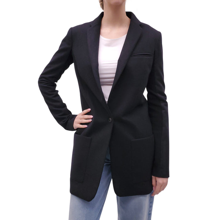 NELLS NELSON BLACK WOOL BLAZER JACKET - SIZE 40