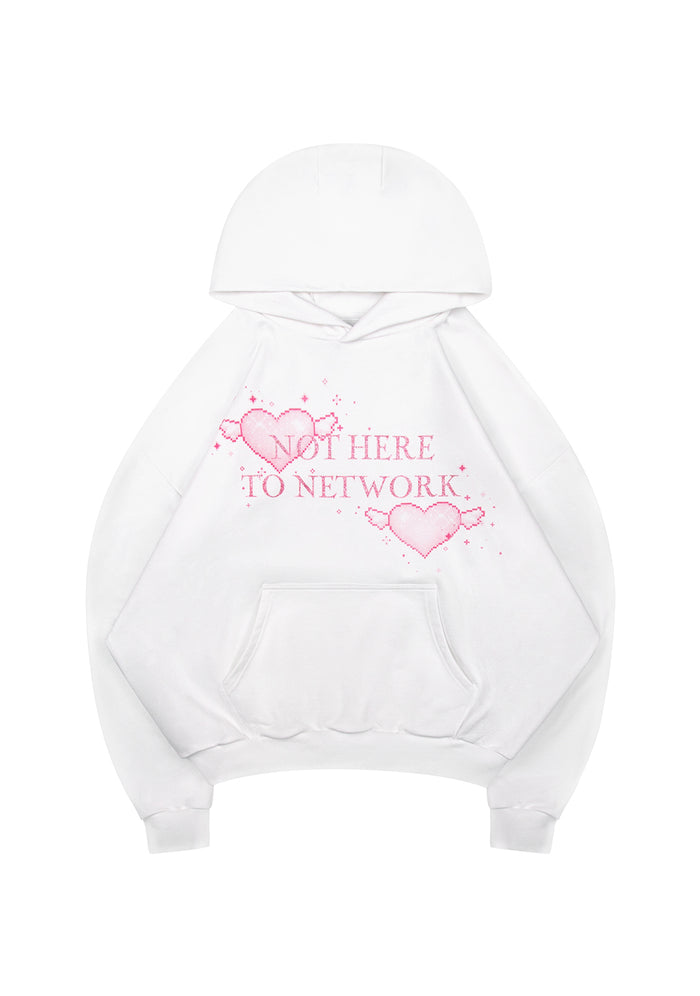 NETWORK GLITTER PULLOVER HOODIE WHITE