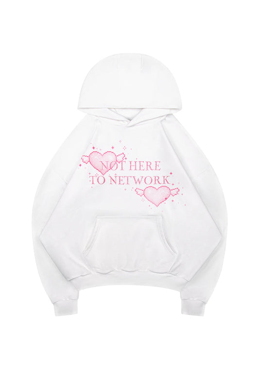 NETWORK GLITTER PULLOVER HOODIE WHITE