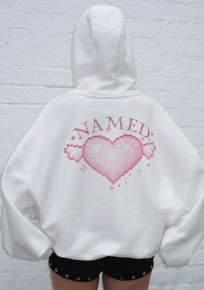 NETWORK GLITTER PULLOVER HOODIE WHITE