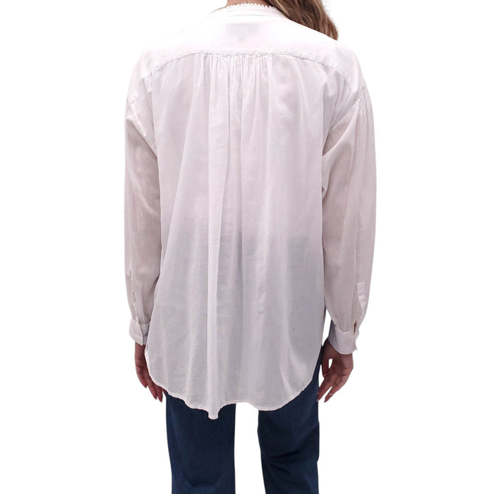 NILI LOTAN WHITE COTTON TUNIC BLOUSE - SIZE S