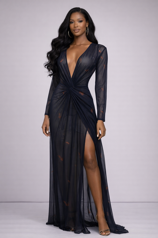 NOLANI KNOT DRESS - NAVY BLUE