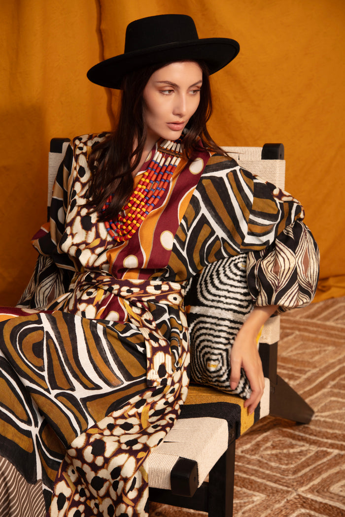 Nouha Cotton Silk Patchwork Dress