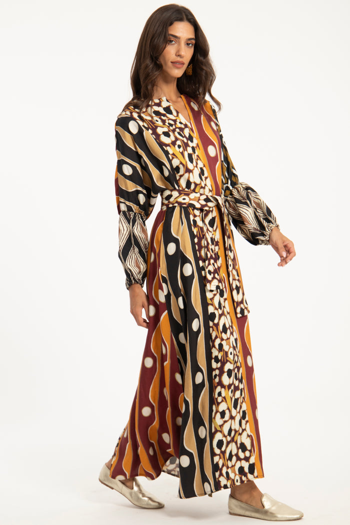 Nouha Cotton Silk Patchwork Dress
