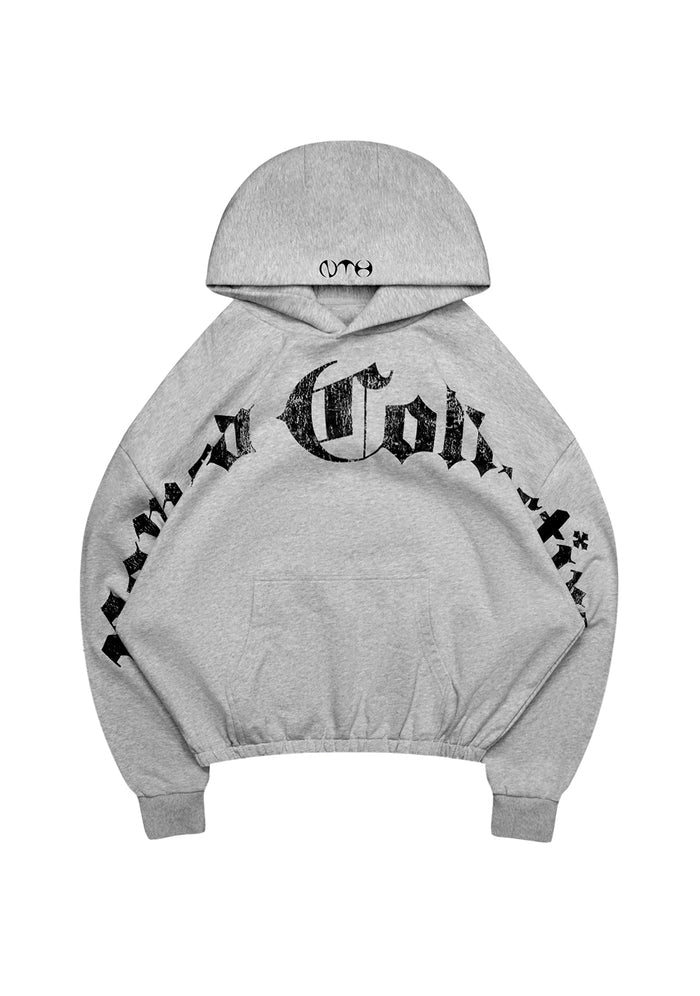 Nth ACTIVE OLD ENGLISH OVERSIZED PULLOVER HOODIE GREY MARL