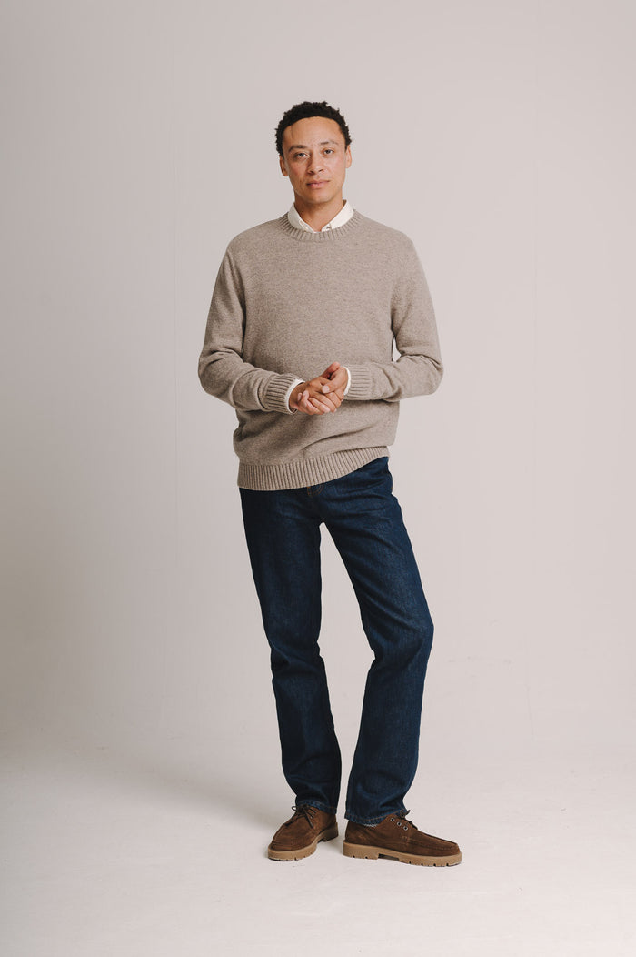 Oat Lambswool Crew Neck Jumper, Crew Neck Jumper - SIRPLUS