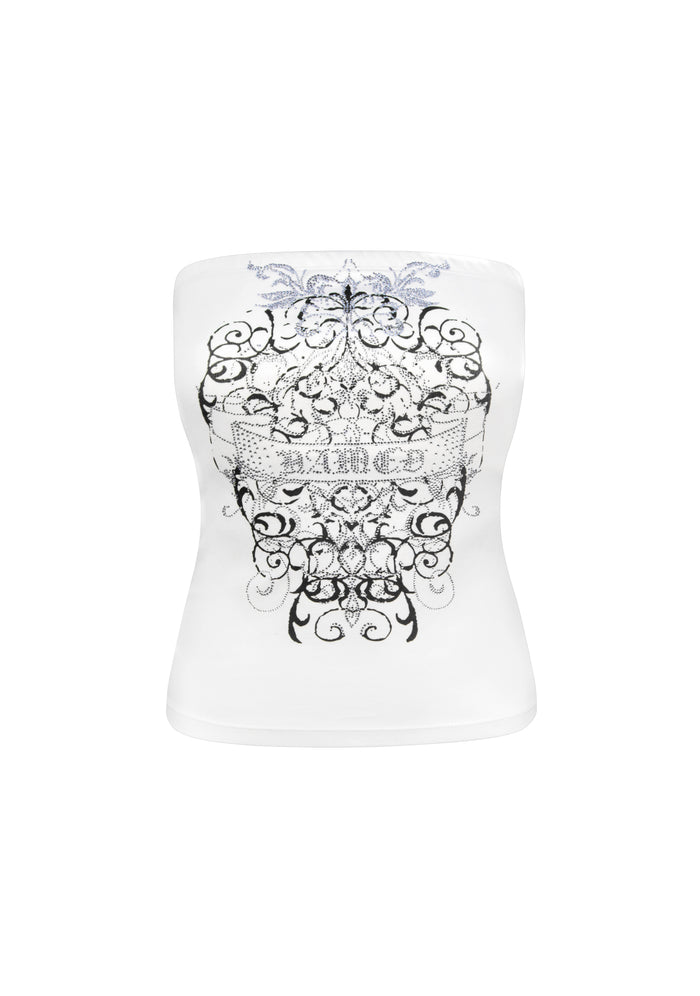 OBSESSION RHINESTONE TUBE TOP WHITE