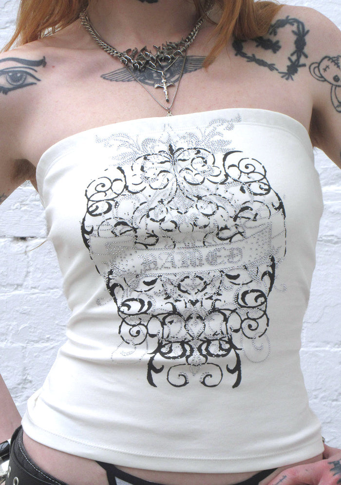 OBSESSION RHINESTONE TUBE TOP WHITE