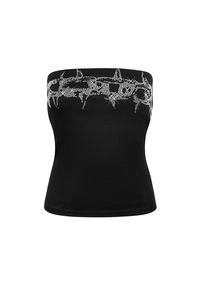 OMEN RHINESTONE TUBE TOP BLACK