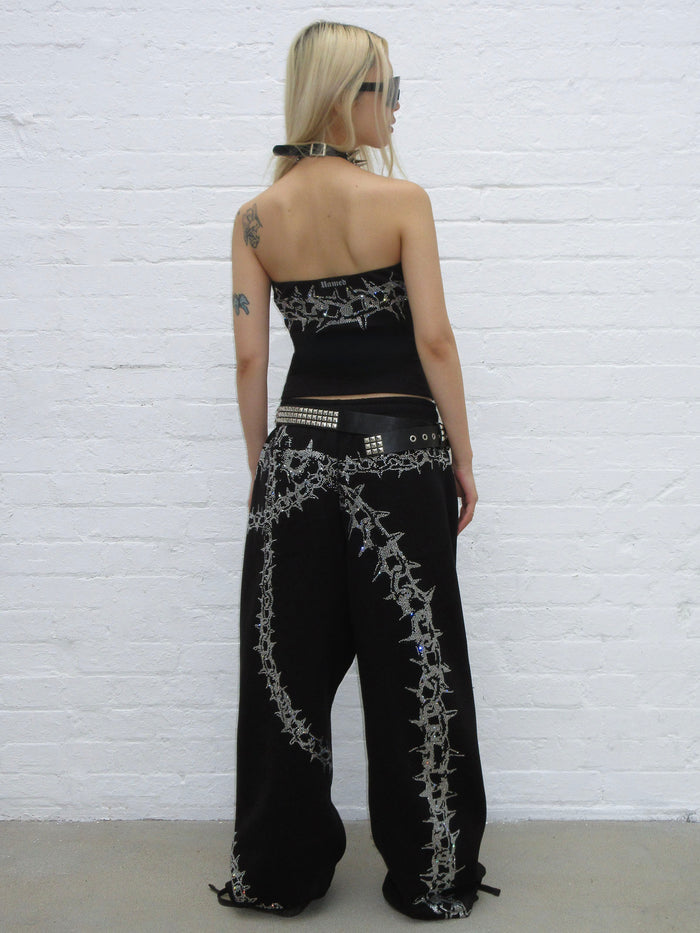 OMEN RHINESTONE TUBE TOP BLACK
