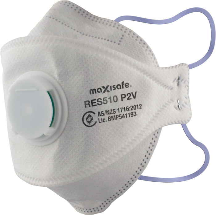 P2 3-Panel Flat fold Respirator with valve, box 20 RES510