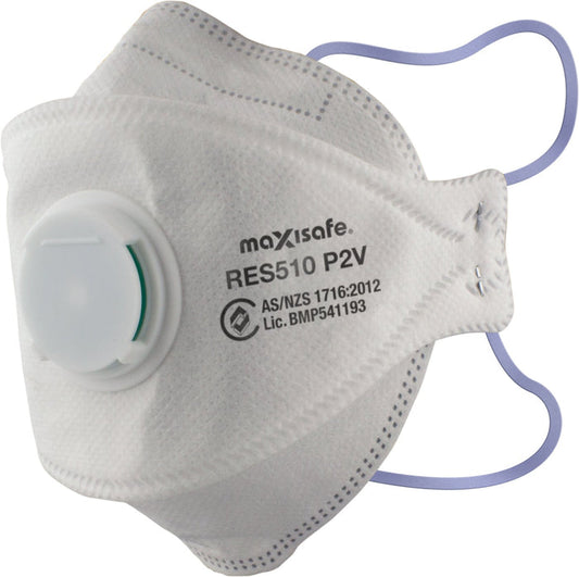 P2 3-Panel Flat fold Respirator with valve, box 20 RES510