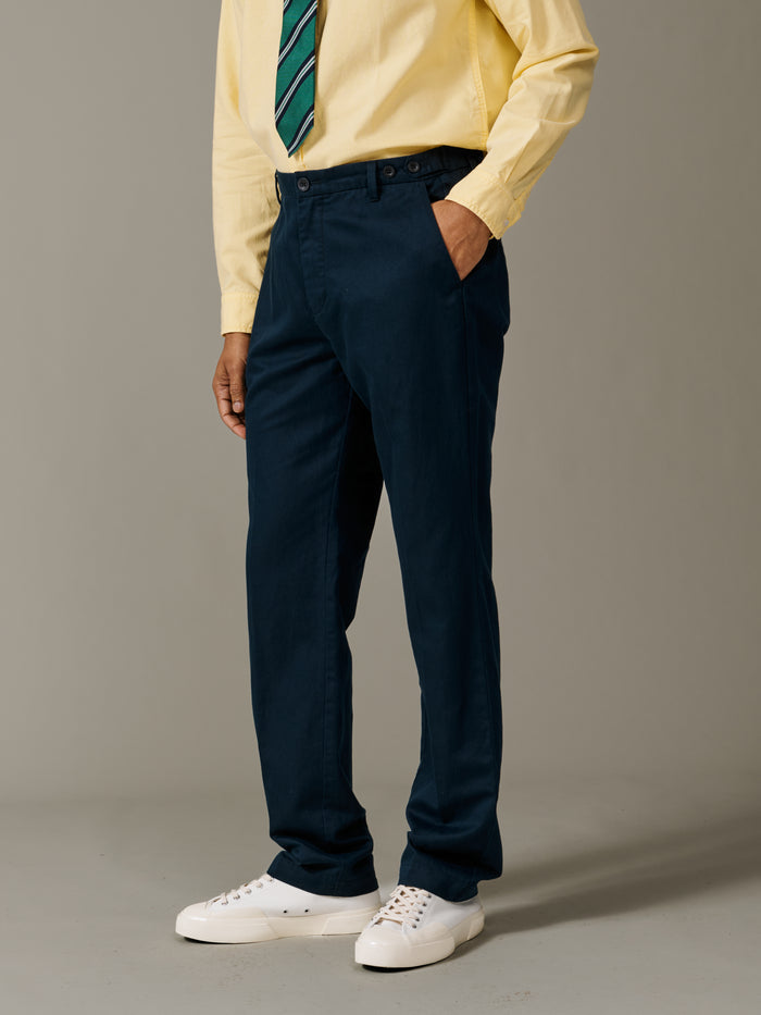 Aubin Navy Pasmore Straight Leg Trouser | Linen Trousers