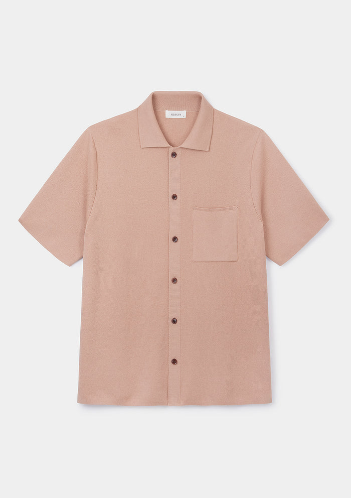 Peach Pink Cotton Knit Polo, Polo Shirt - SIRPLUS